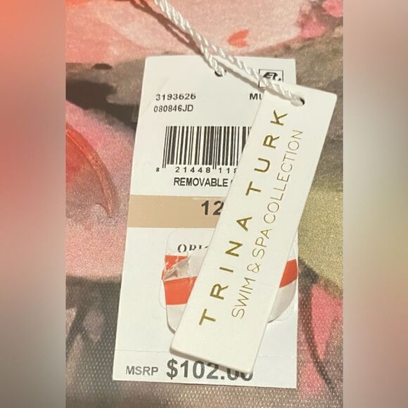 🛍️Trina Turk Gemini Printed Halter Tankini Multicolor Removable Cup Bikini Top - Picture 3 of 9